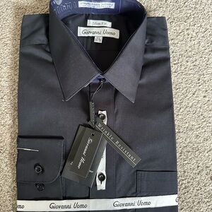 Giovanni Uomo Men’s Slim Fit Black Dress Shirt